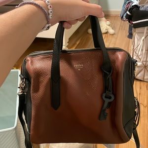 Fossil brown and black bag